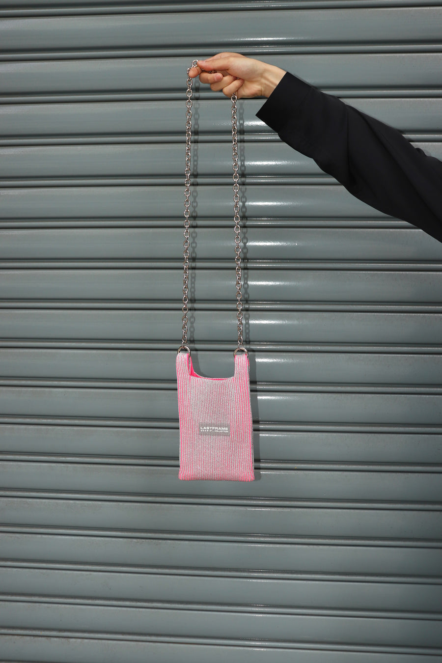 LASTFRAME  KYOTO METALLIC MARKET BAG MINI(SILVER NEON PINK)