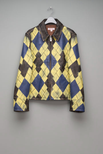 MASU  ARGYLE LEATHER SPORTS JACKET