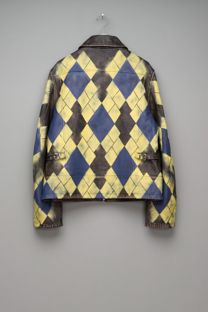 MASU  ARGYLE LEATHER SPORTS JACKET