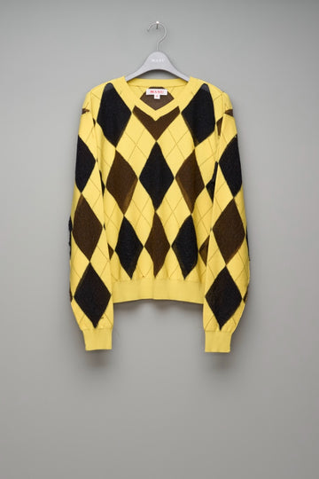 MASU  REVERSED ARGYLE SWEATER(YELLOW)