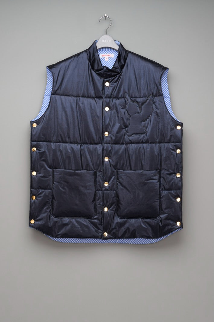 最終値下げ MASU REVERSIBLE PADDED VESTハンガー付 MASU(エムエーエスユー)のREVERSIBLE PADDED VEST NAVYの通販｜PALETTE
