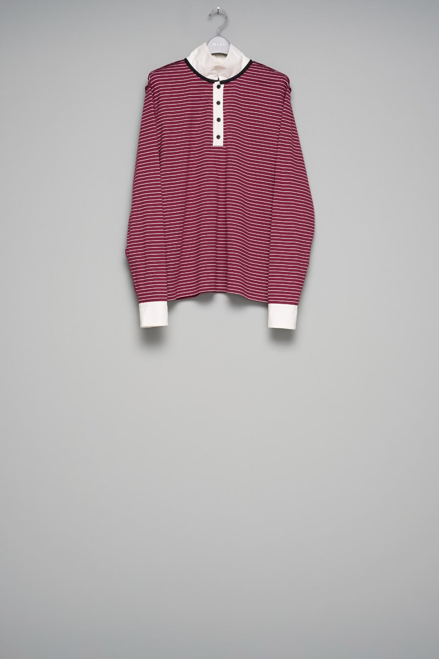 MASU(エムエーエスユー)のOPPOSITE STRIPE PULLOVER SHIRT WINE REDの