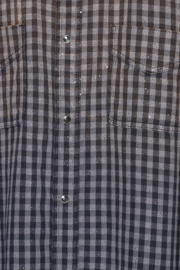 MASU(エムエーエスユー)のFADED SPARKLING PLAID SHIRT BLACKの通販