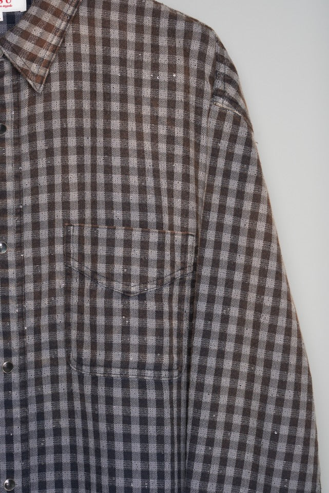 MASU(エムエーエスユー)のFADED SPARKLING PLAID SHIRT BLACKの通販