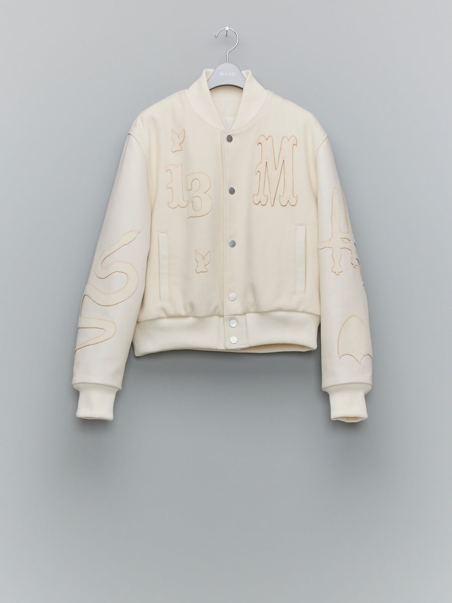 MASU  MASU VARSITY JACKET(WHITE)