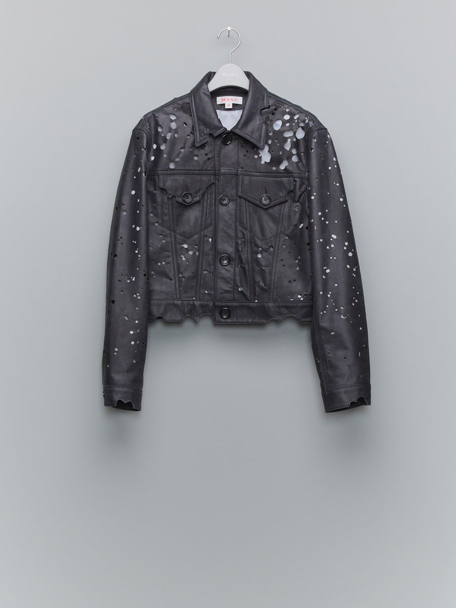 MASU  BACTERIA LEATHER TRUCKER JACKET