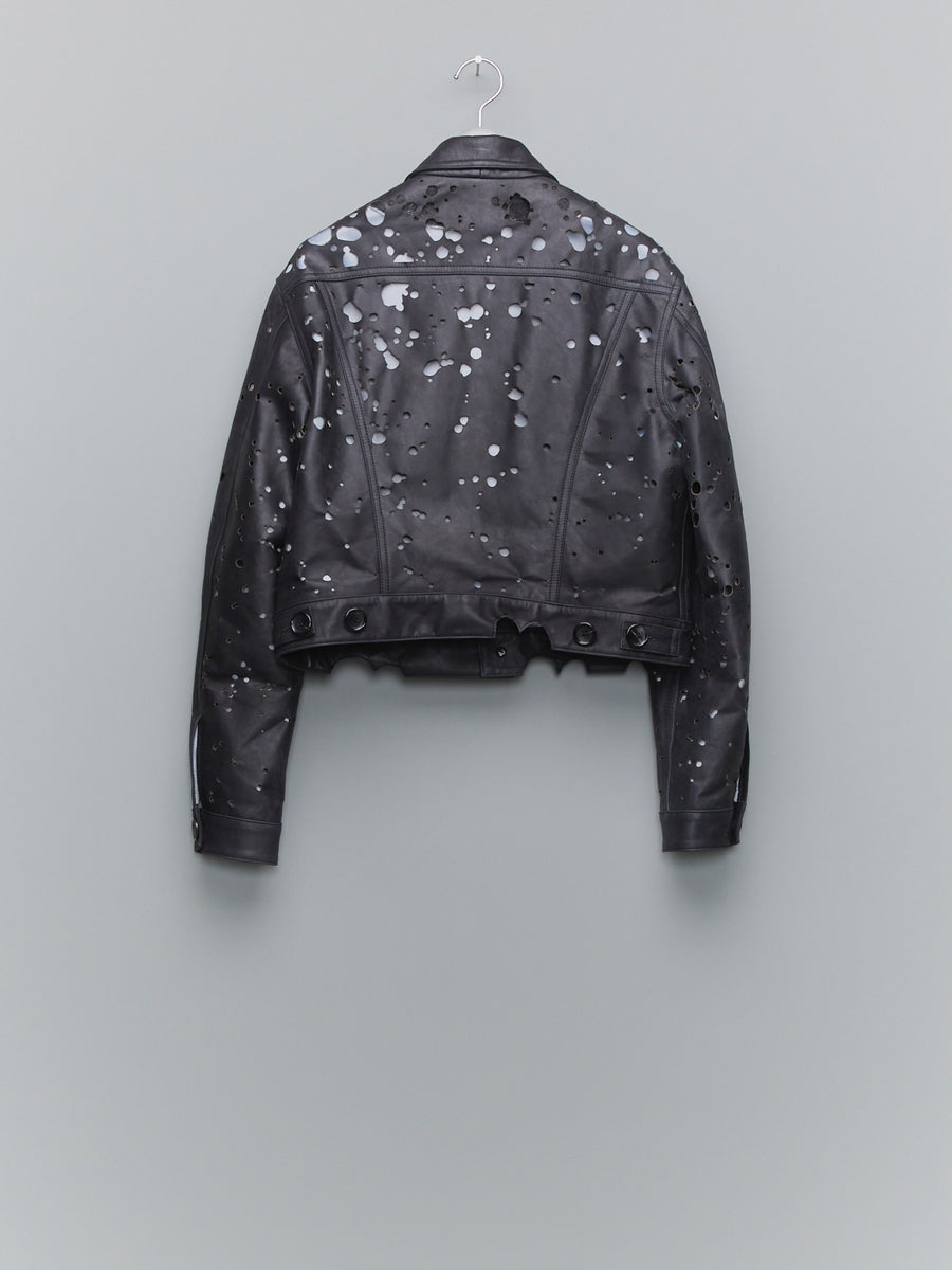 MASU  BACTERIA LEATHER TRUCKER JACKET