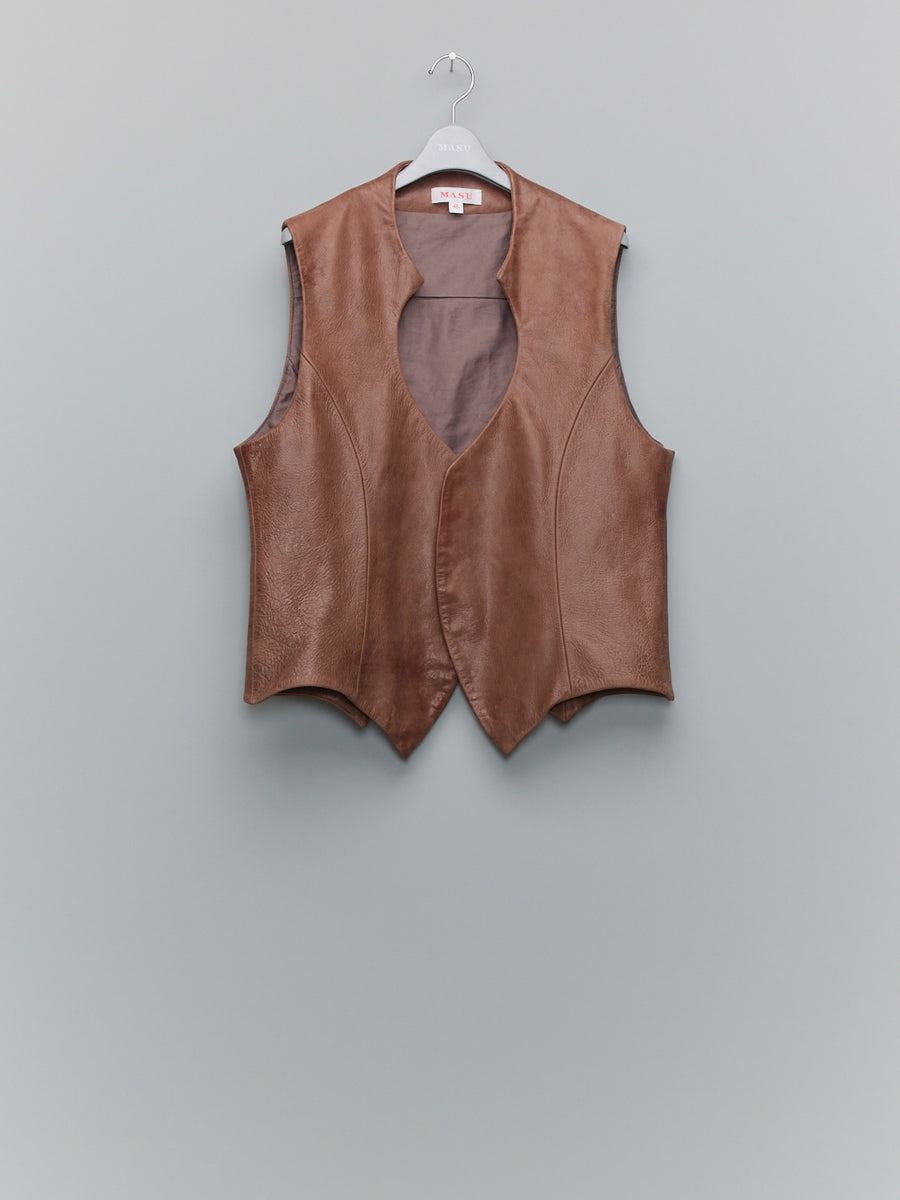 MASU  BAT LEATHER VEST(BROWN)