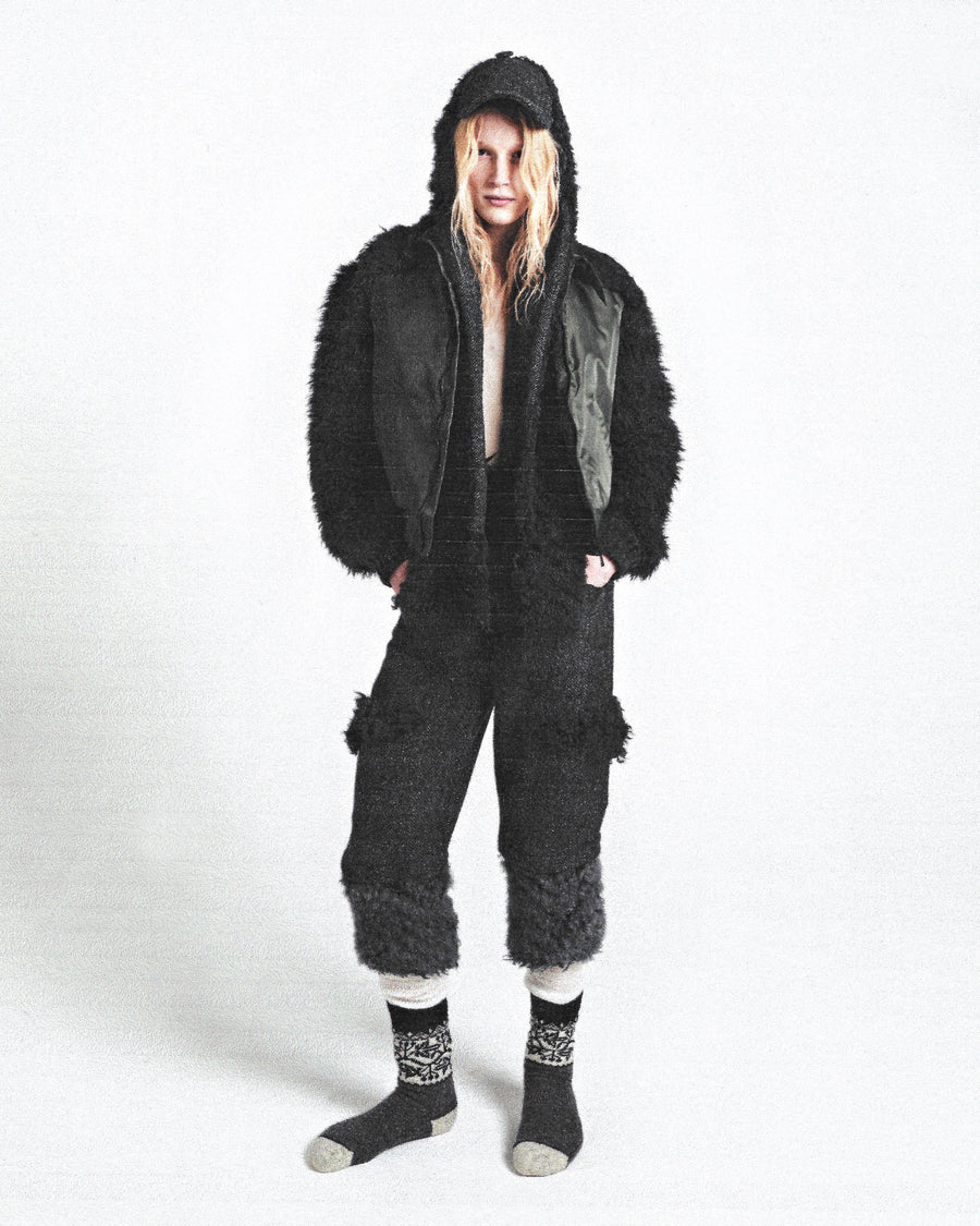 Oscar Ouyang  ALPACA KNIT HARRIS TWEED TROUSERS