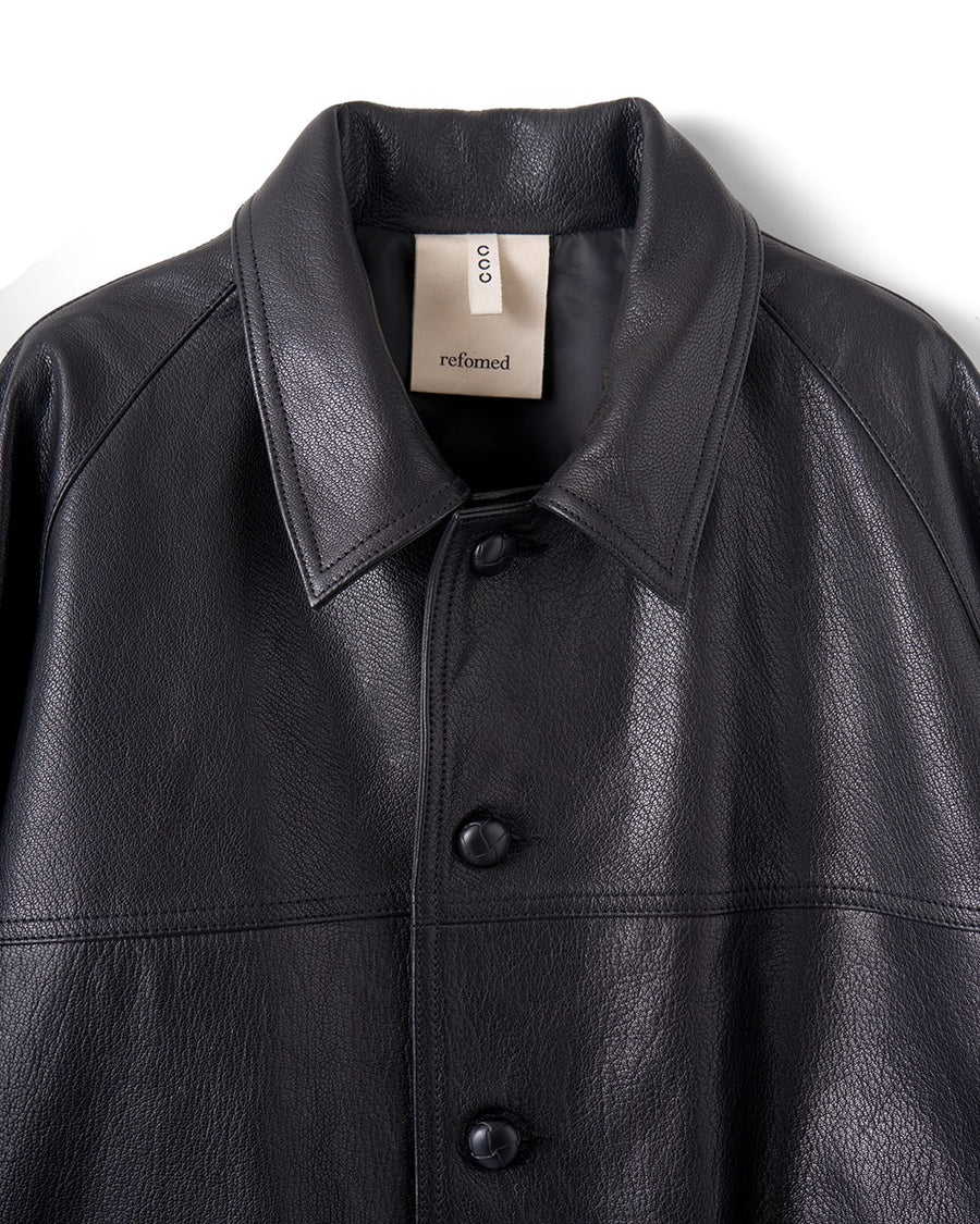 refomed×ccu CCU × refomed / FRESH MAN CCU LEATHER WIDE PANTS -BLACK-｜aIbn公式通販