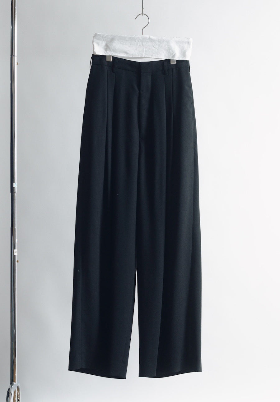 SOSHIOTSUKI  WOOL SERGE HI-WAIST TROUSERS(BLACK)