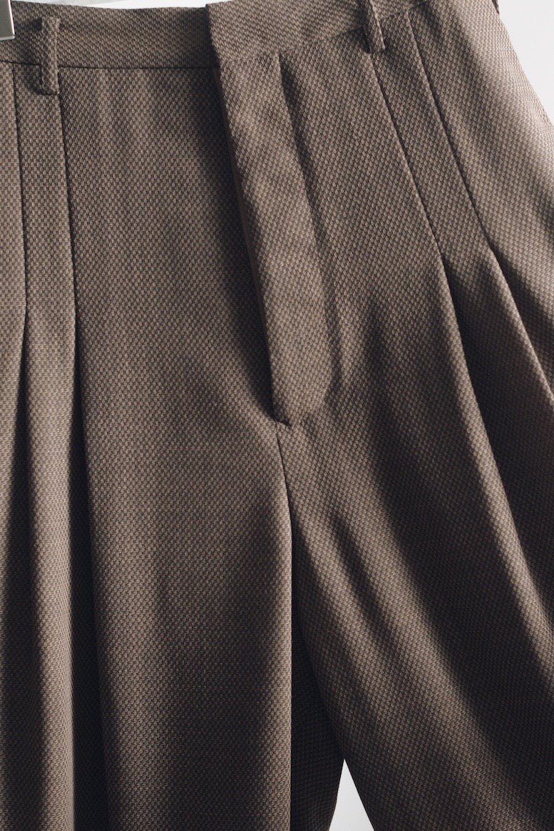 SOSHIOTSUKI  WOOL SERGE HI-WAIST TROUSERS(BROWN)