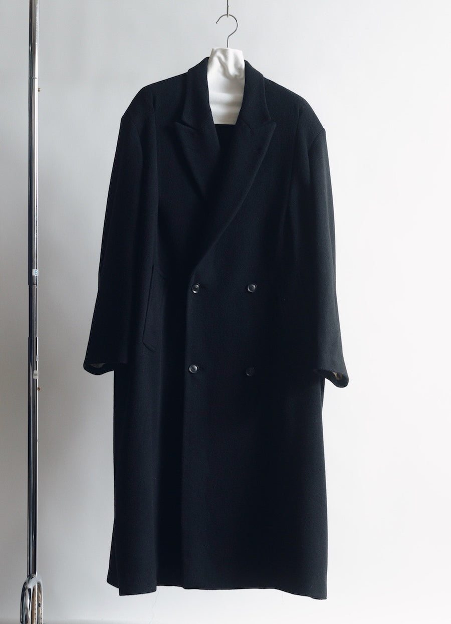 SOSHIOTSUKI  DRAPED DART WOOL CASHMERE CHESTERFIELD COAT