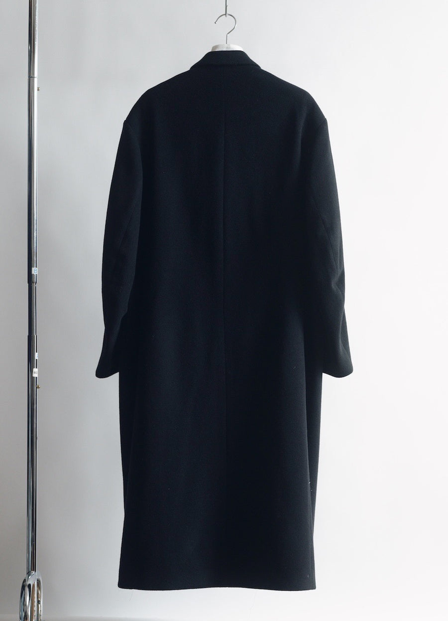 SOSHIOTSUKI  DRAPED DART WOOL CASHMERE CHESTERFIELD COAT