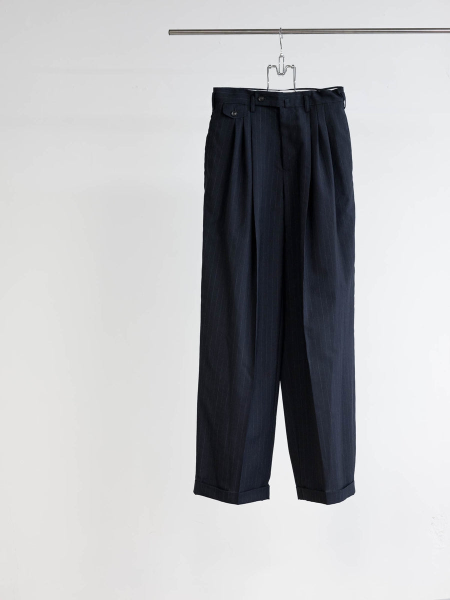 SOSHIOTSUKI  3 TUCK WIDE TROUSERS(NAVY)