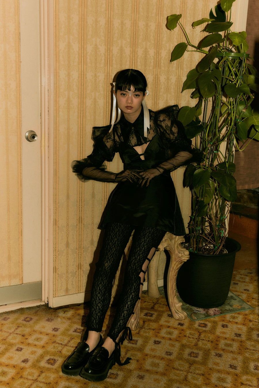 SHIORI MIKATA  over collar shirt bolero(BLACK)