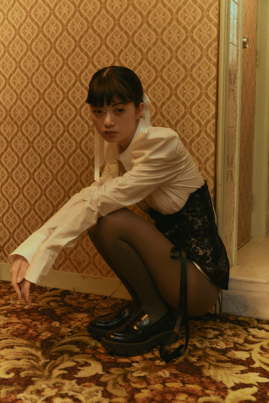 SHIORI MIKATA  lace body corset(BLACK)