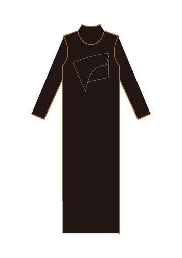 kotohayokozawa  T*D* WAVE LONG SLEEVE DRESS HIGH NECK(BLACK)