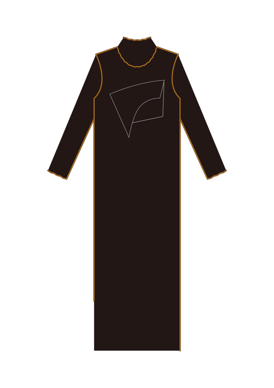 kotohayokozawa  T*D* WAVE LONG SLEEVE DRESS HIGH NECK(BLACK)