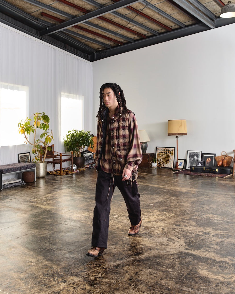 SUGARHILL  PLAID STRING SHIRTS(WINE RED)