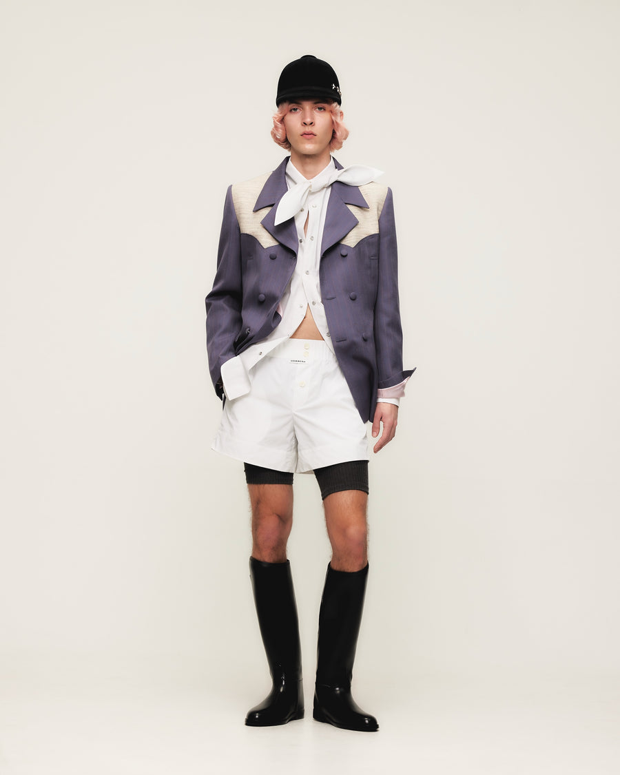 HOMMENA  Scarf Collar Western Shirt(OFF WHITE)