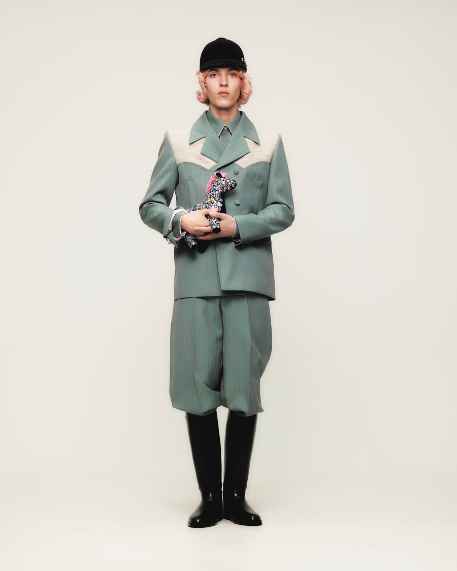 HOMMENA  Frillrd Western Double Breasted Jacket(GREEN)