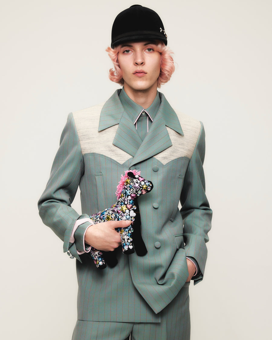 HOMMENA  Frillrd Western Double Breasted Jacket(GREEN)