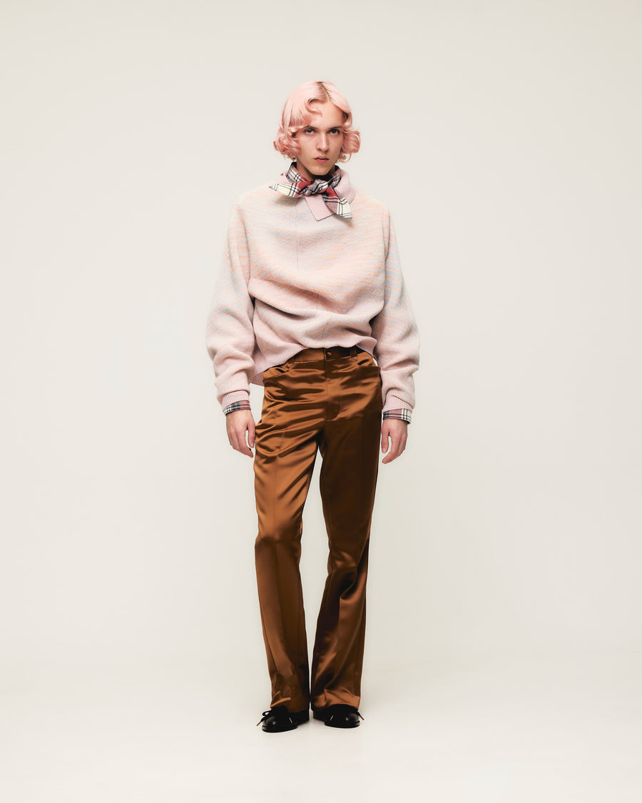 HOMMENA  Scarf Collar Western Shirt(CHECK RED)