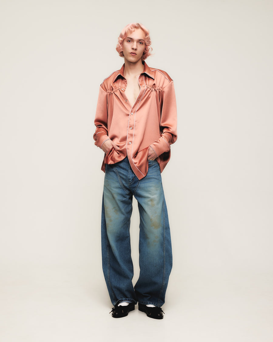 HOMMENA  Twisted Wide Denim Pants