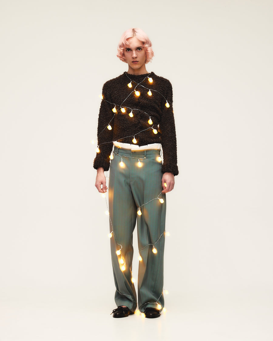 HOMMENA  Frilled Twisted Wide Pants(GREEN)