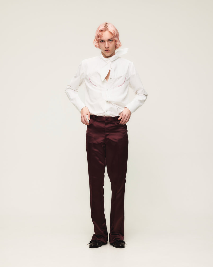 HOMMENA  Scarf Collar Western Shirt(OFF WHITE)