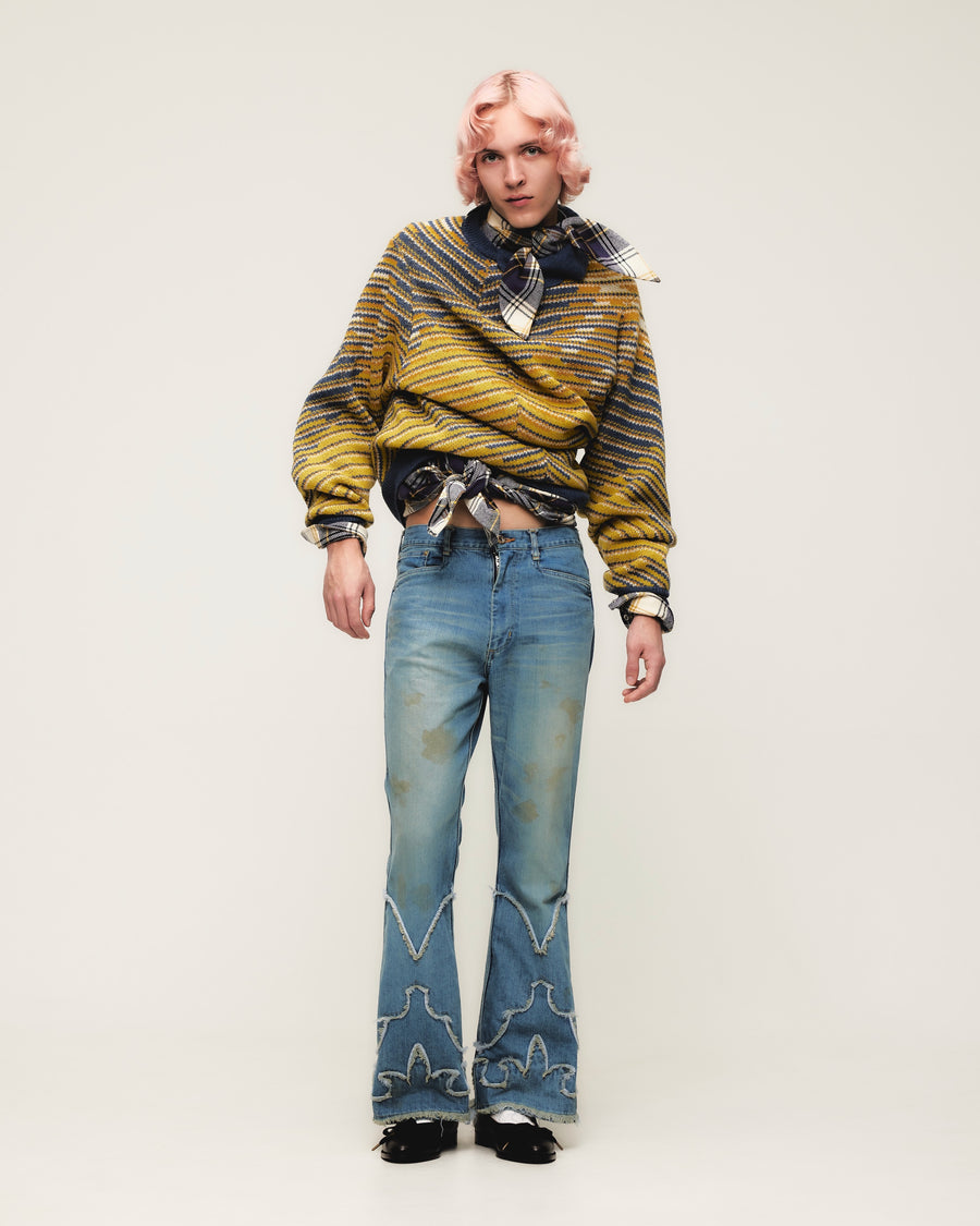 HOMMENA  Boots Cut Western Denim Pants