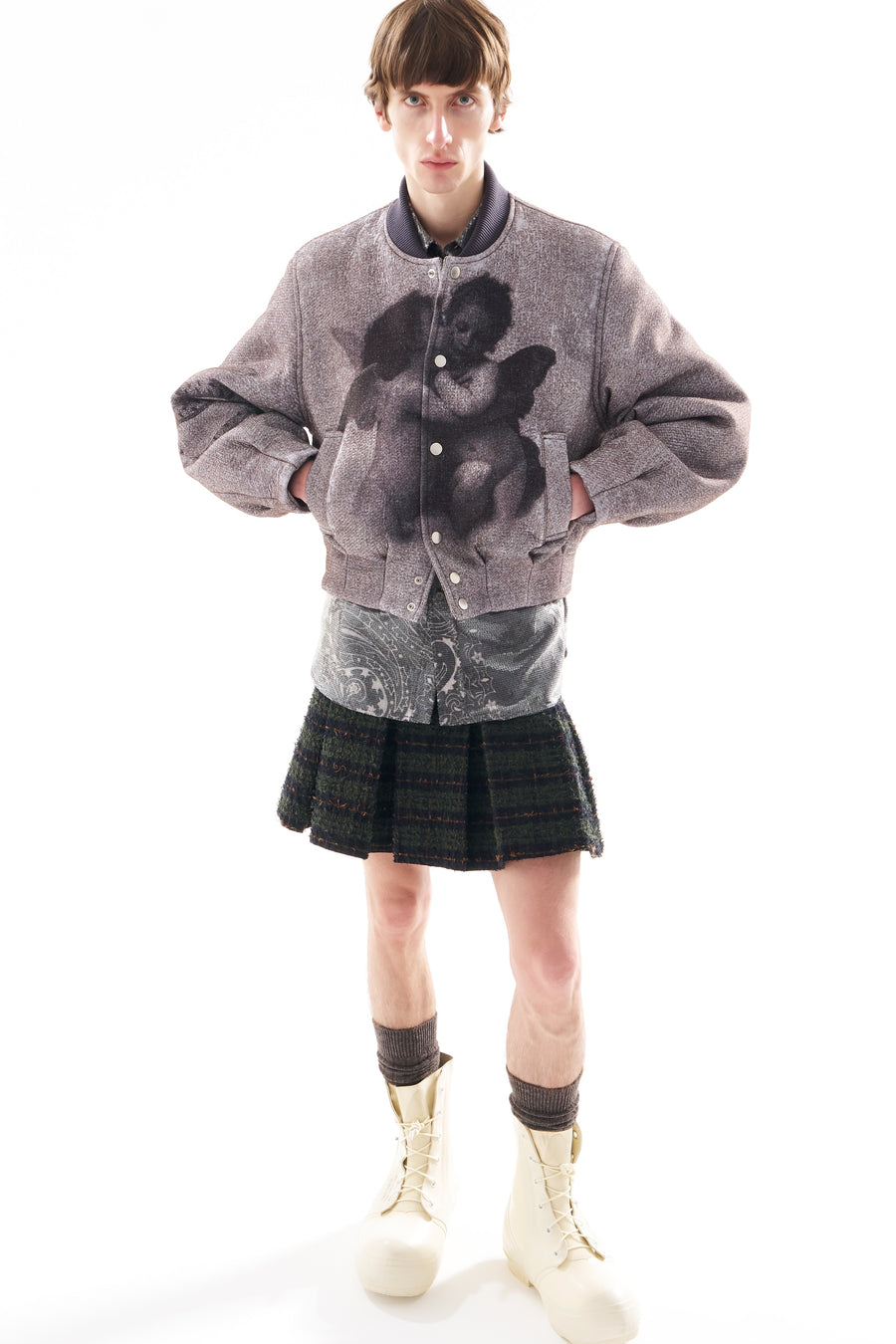 MASU  CRUSHED PAISLEY PRINT SHIRT(BLACK)