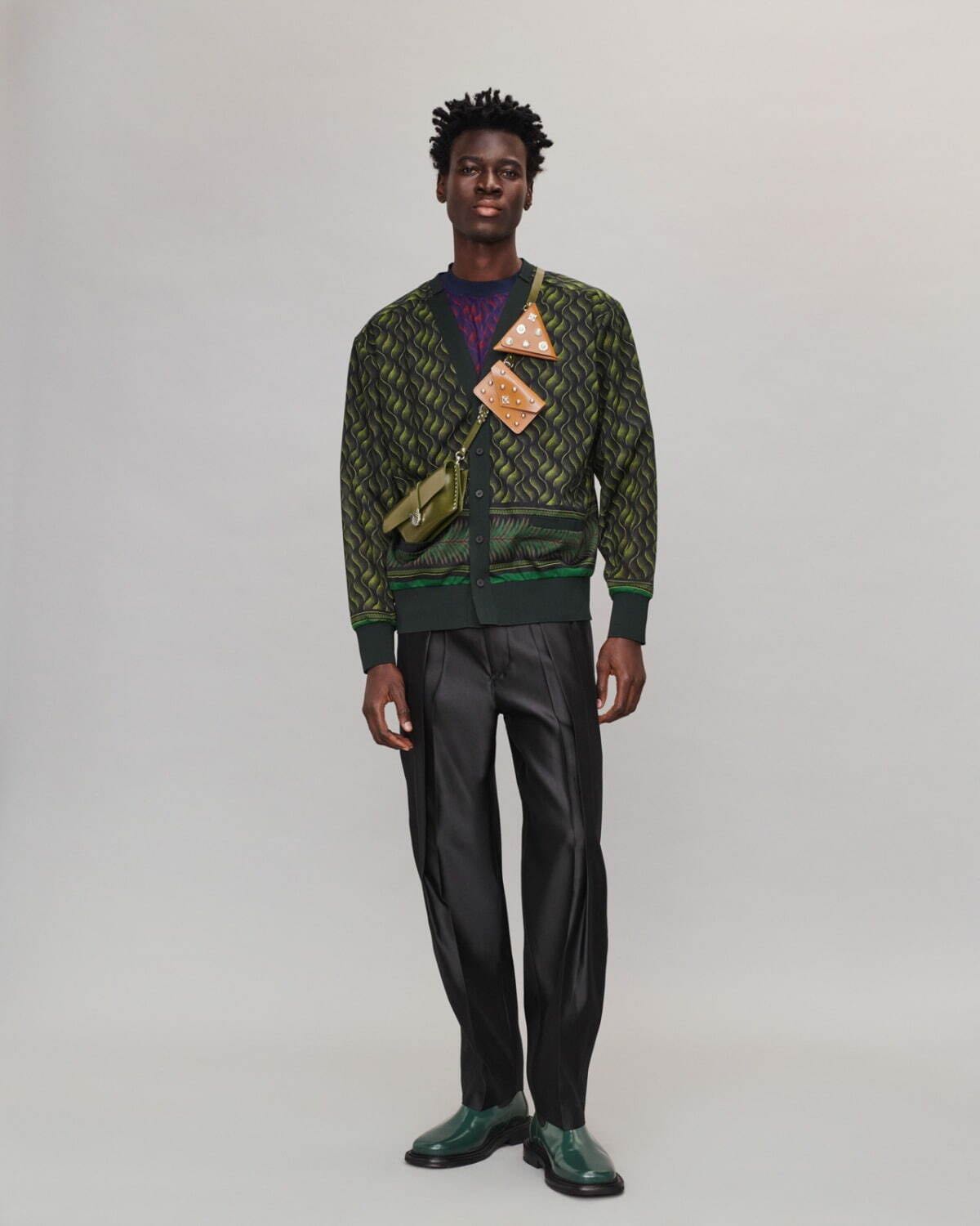 TOGA VIRILIS(トーガ ビリリース)のSheer jersey print cardigan GREEN