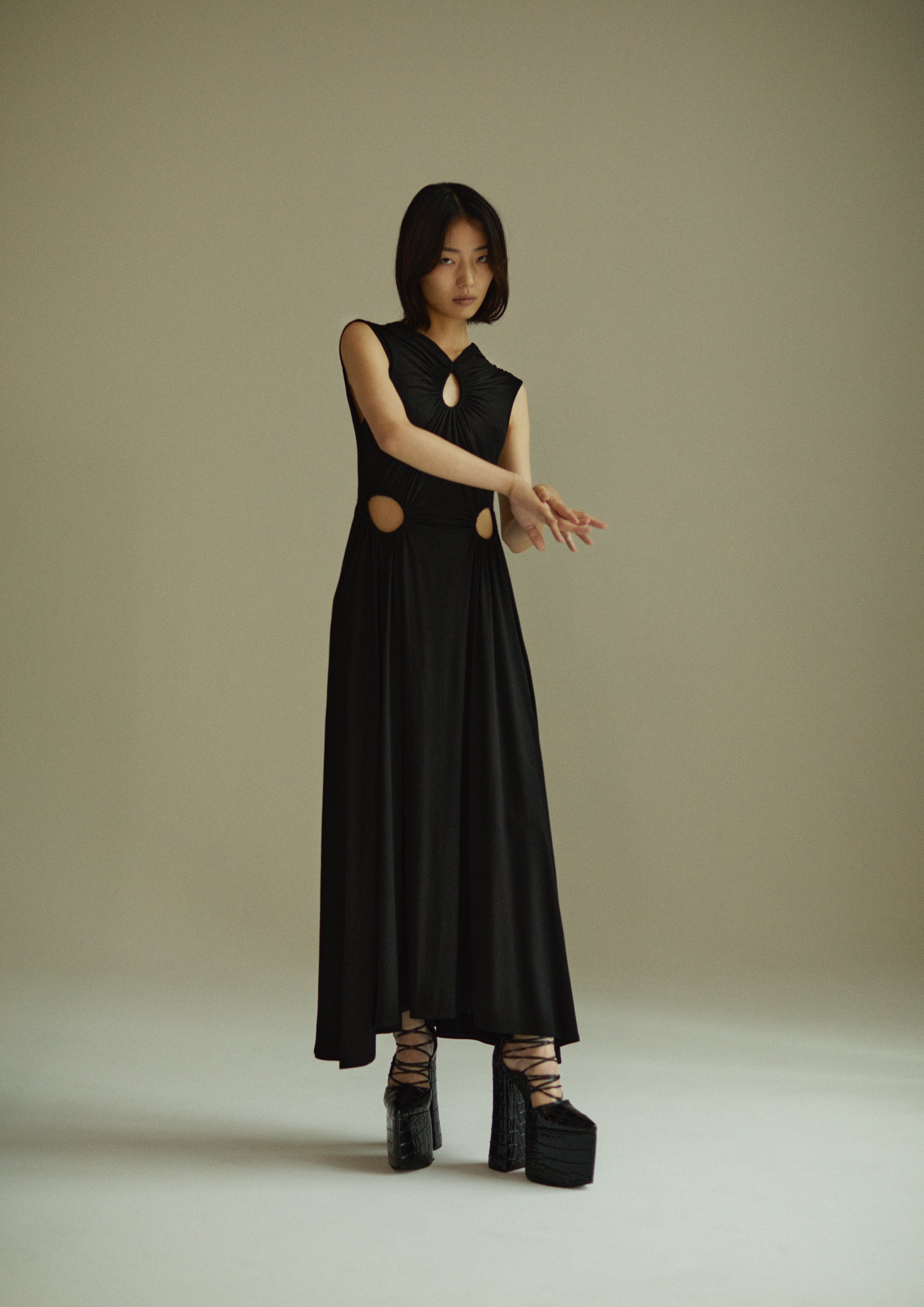 FETICO / CUTOUT SILK SLIP DRESS フェティコ - ロングワンピース