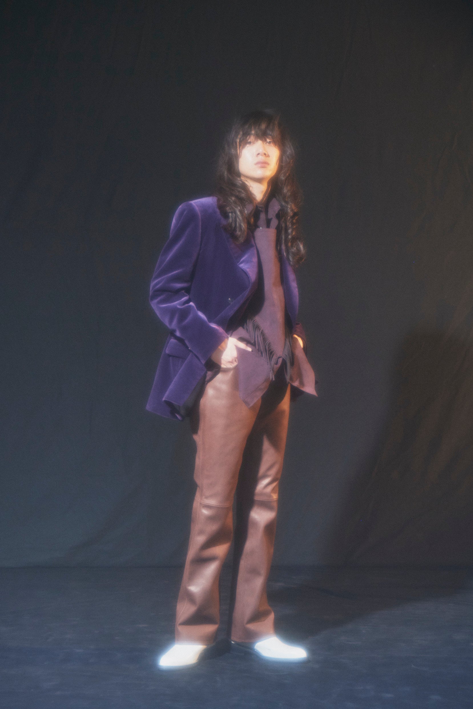 LITTLE BIG パープルベルベットダブルブレストスーツ サイズ44日本製