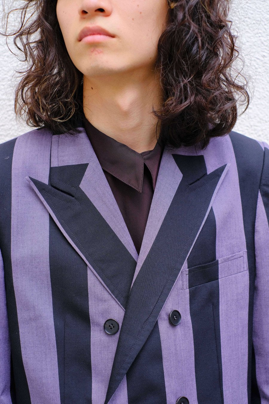 【20%OFF】LITTLEBIG  Stripe 6B Double Breasted Jacket（ Purple Stripe ）