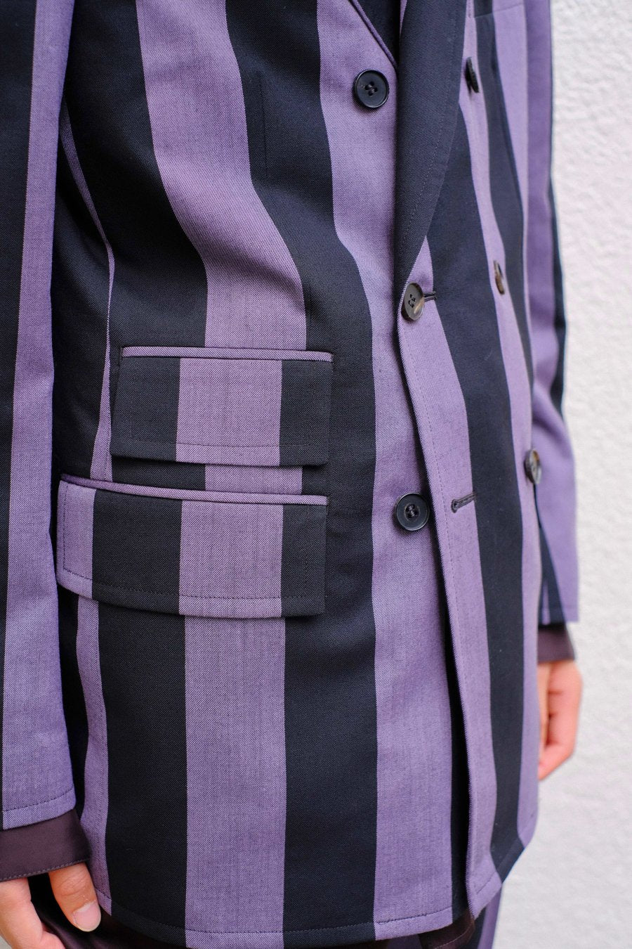 【20%OFF】LITTLEBIG  Stripe 6B Double Breasted Jacket（ Purple Stripe ）