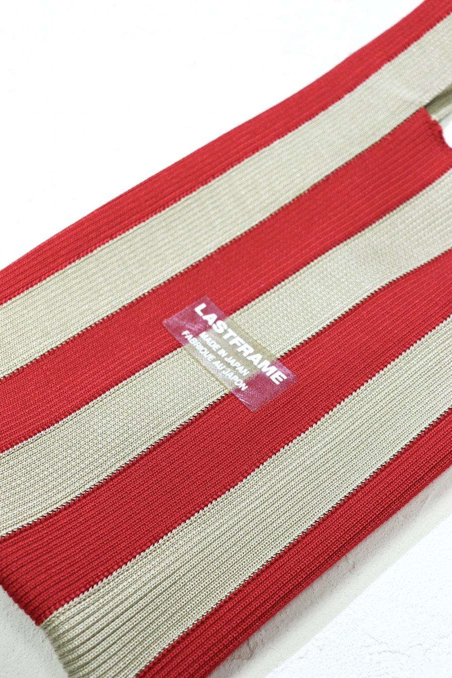 LASTFRAME STRIPE MARKET BAG SMALL（RED x BEIGE）