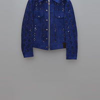 Masu's Diamond-Cut Leather Jacket Blue mail order | Palette Art