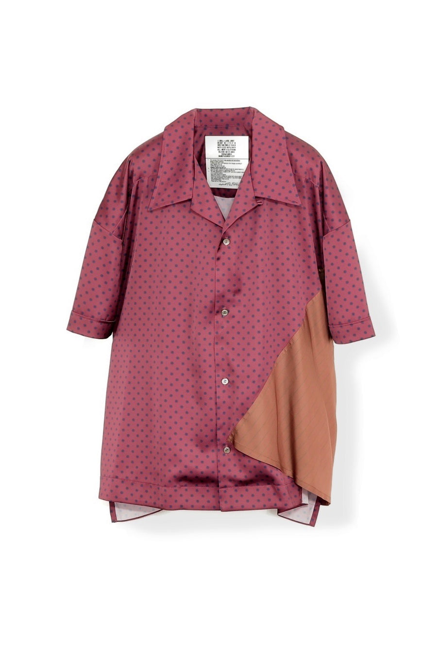 elephant TRIBAL fabrics  Out of alignment Resort shirt(BORDEAUX)