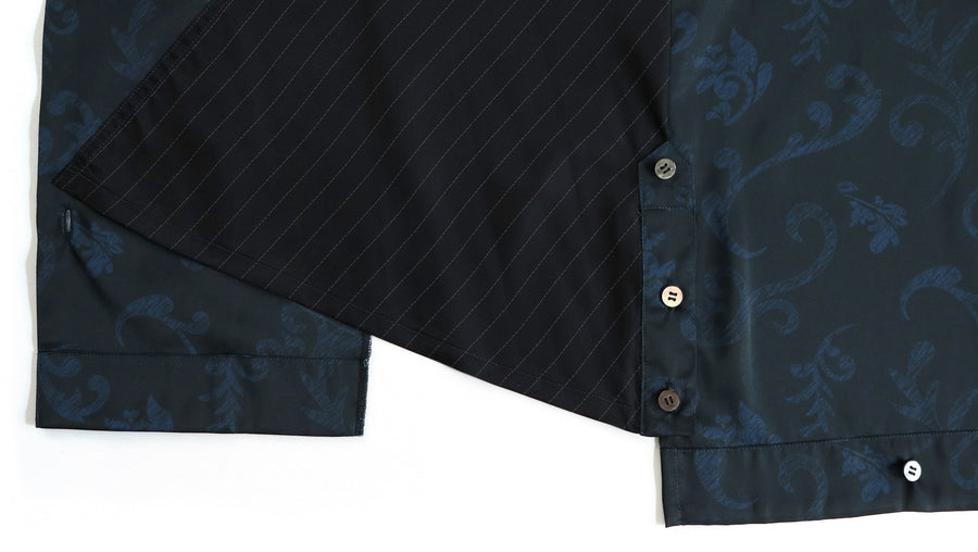 elephant TRIBAL fabrics  Out of alignment Resort shirt(BLACK)