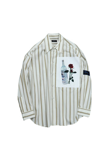 SYU.HOMME/FEMM  Patched long sleeve shirts（WHITE/BROWN)