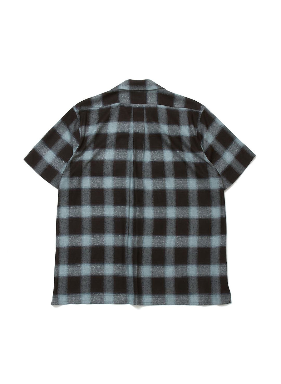 SUGARHILL  OMBRE PLAID HALF SLEEVE BLOUSE(TURQUOISE)
