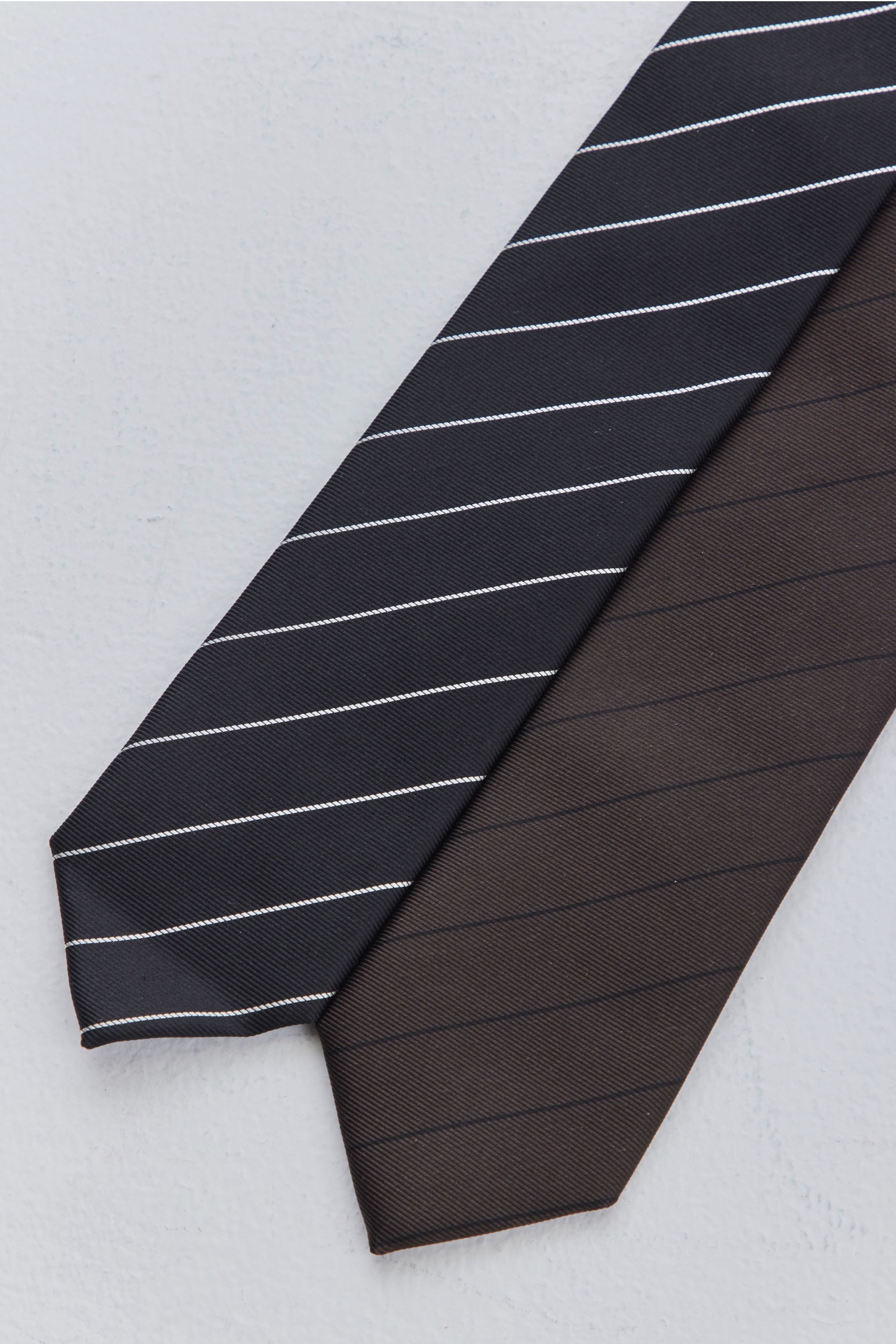 littlebigシャツ&ネクタイ LITTLEBIG(リトルビッグ)の22aw Silk Stripe Tie BLACK or BROWN