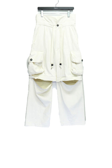 fluss  GUSSET CARGO TROUSERS(OFF WHITE)