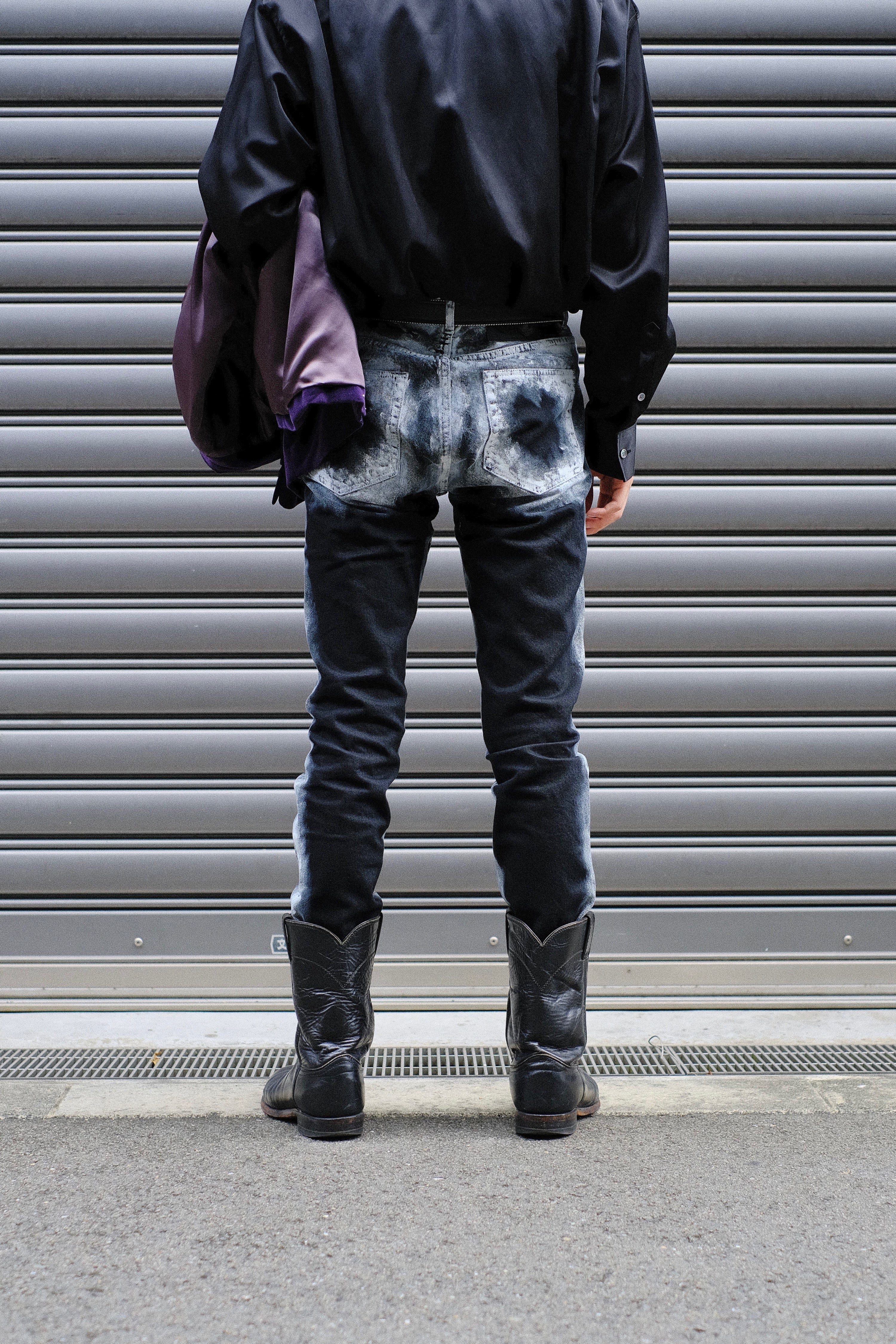 デニム/ジーンズ YUKI HASHIMOTO CHARCOAL PAINT SLIM YUKI HASHIMOTO(ユウキハシモト)のCHARCOAL PAINT SLIM JEANS BLACK-W