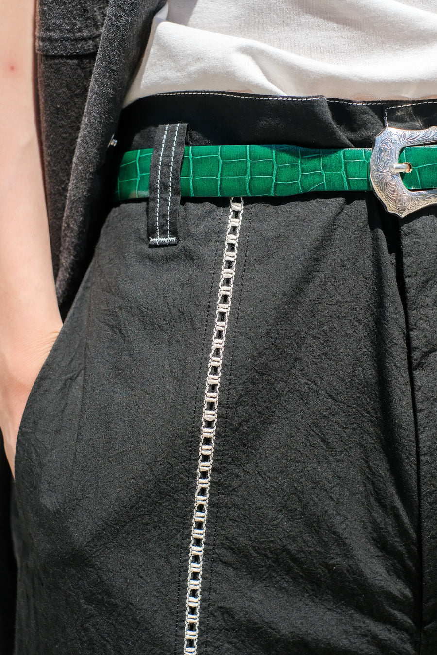 TOGA VIRILIS  Metal buckle belt(GREEN)