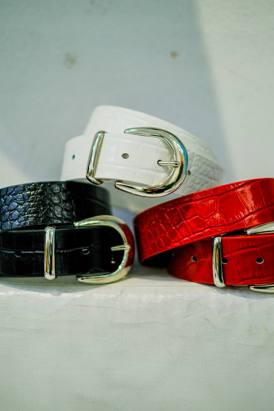 LITTLEBIG  Croco Leather Belt（Red）