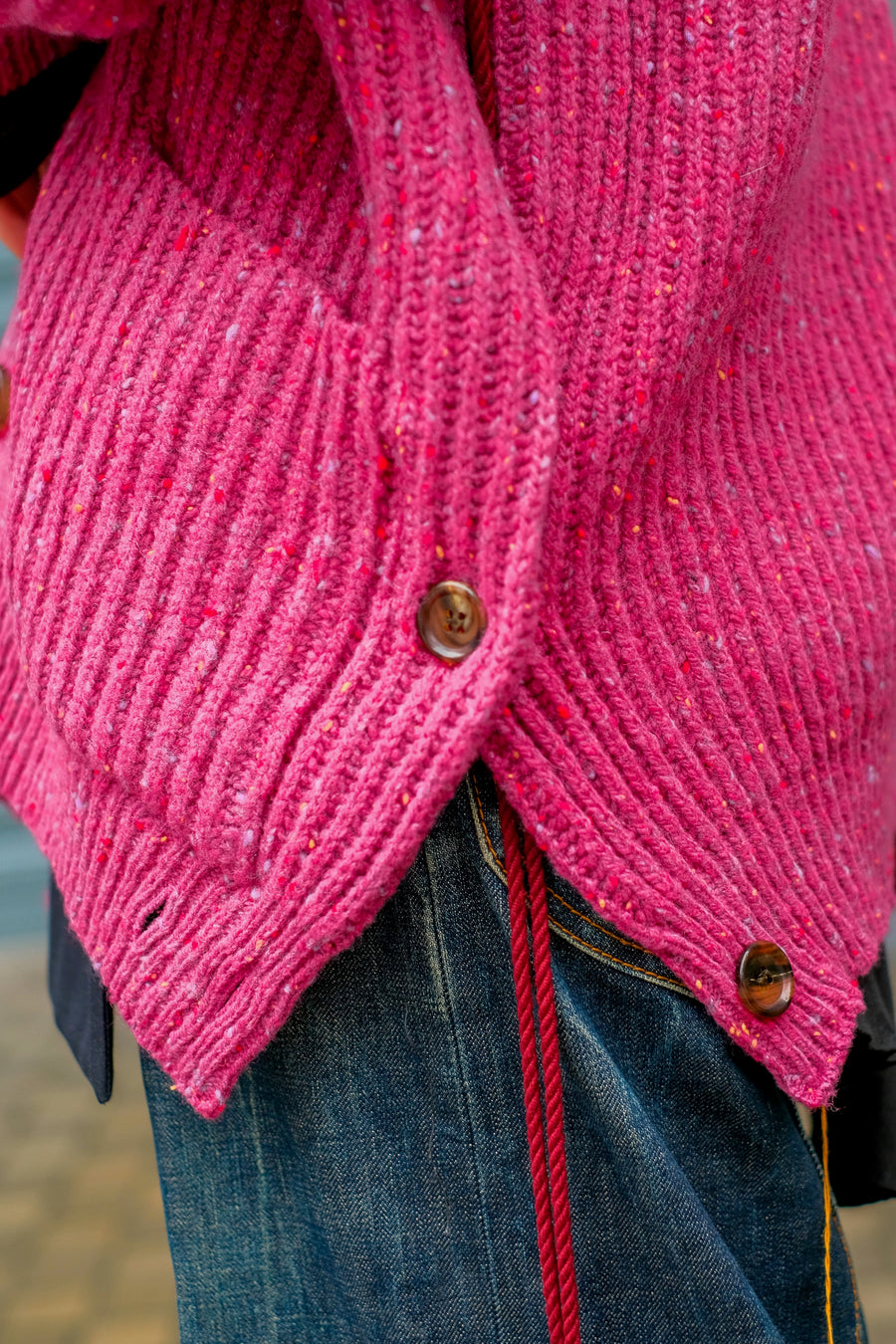 SYU.HOMME/FEMM  Laceup Knit cardigan（PINK）